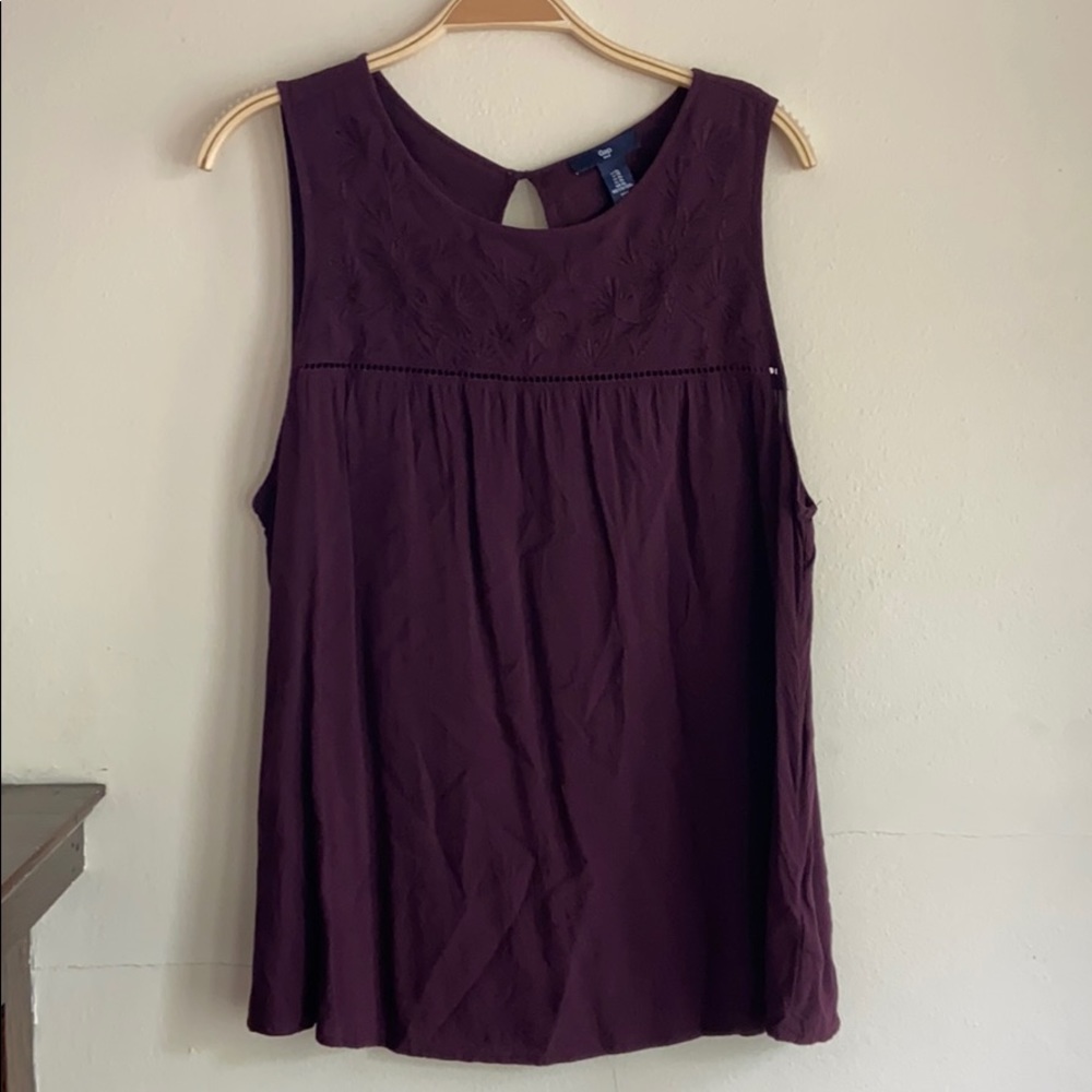 GAP Embroidered Purple Tanktop